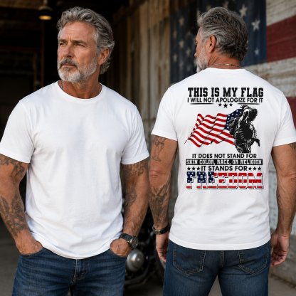 Soldier Silhouette USA Flag Patriotic T-Shirt