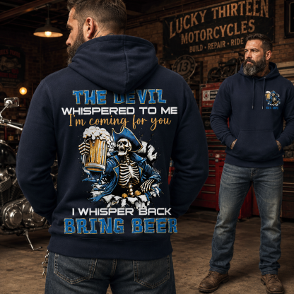 The Devil Whispered To Me I Whisper Back Bring Beer Gen X//Boomer Custom Birth Year Hoodie