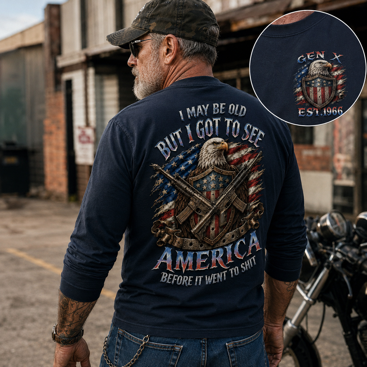Custom Est.Year Gen X I May Be Old But I Got To See America Before It Went To Shit Crewneck Sweatshirt