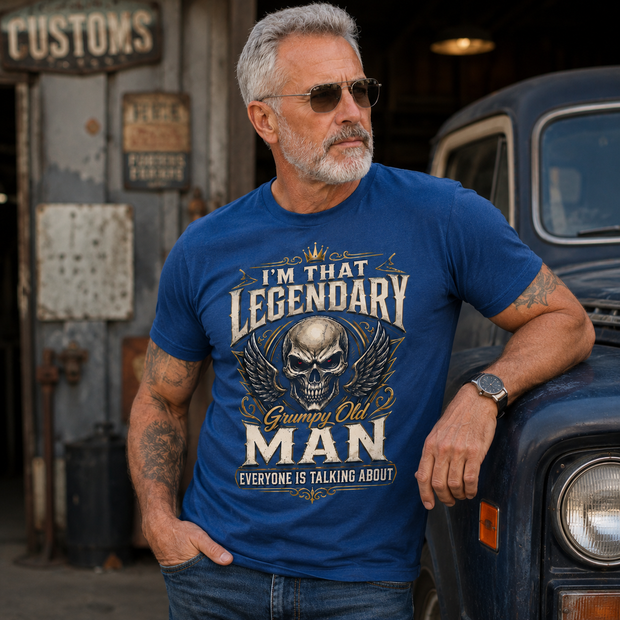 Im That Legendary Grumpy Old Man Biker Outfit Vintage Skull Biker T Shirt