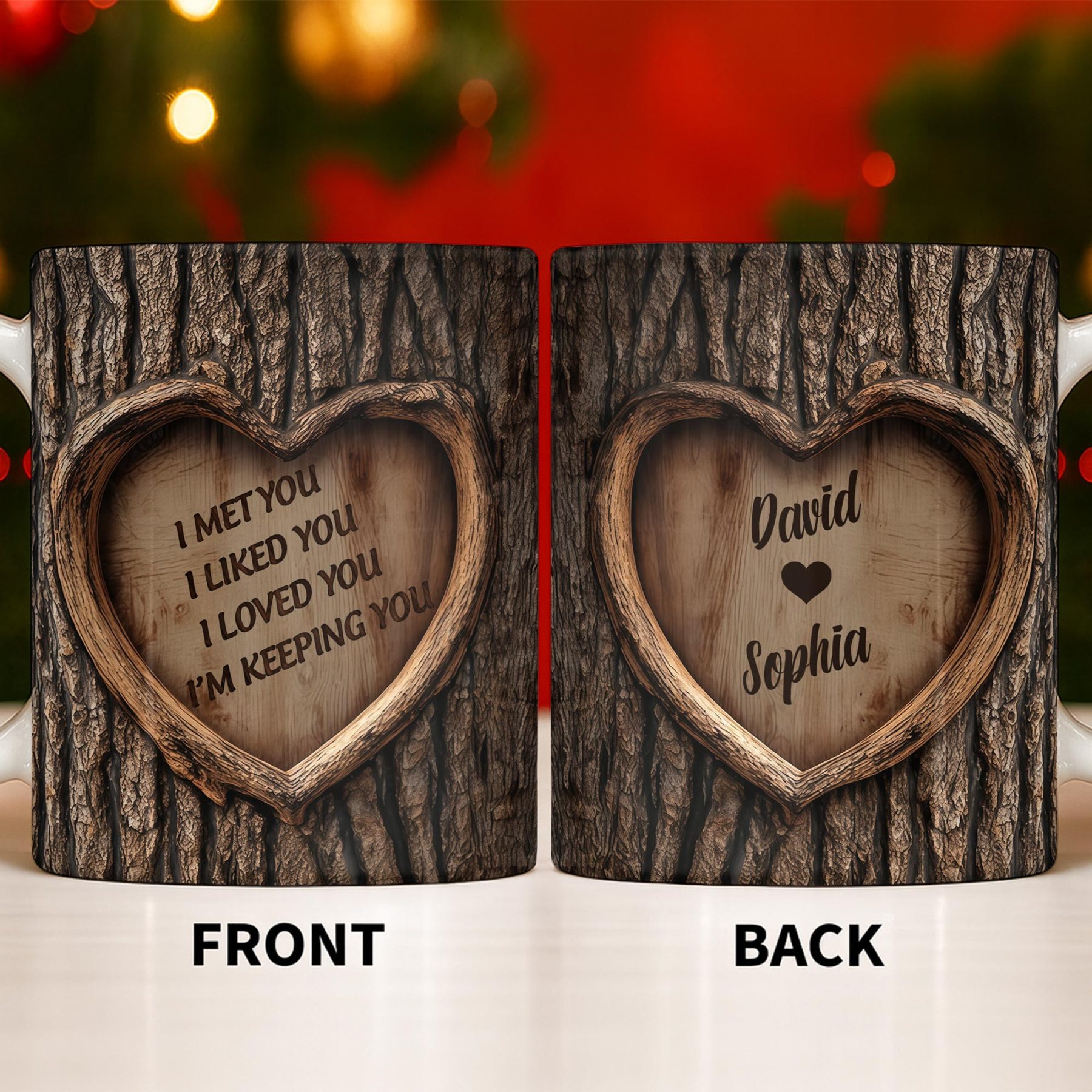I Met You, I Liked You, I Loved You, I'm Keeping You Tree Bark and Heart, Coffee Mug, Gift For Lovers