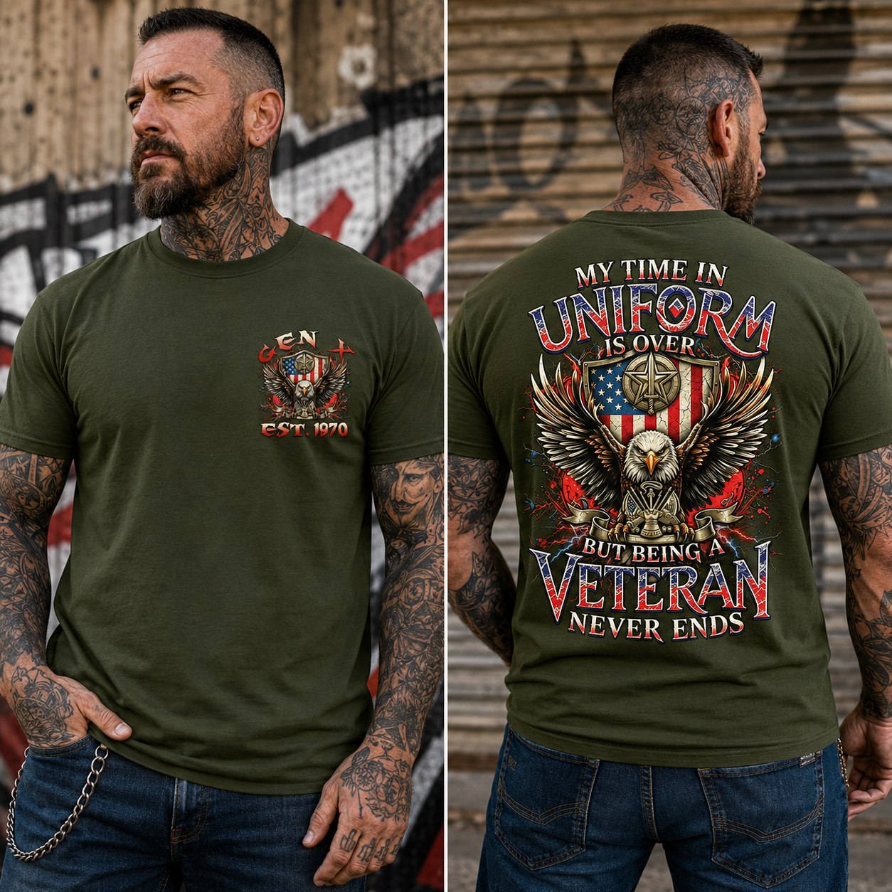 My Time In Uniform Is Over But Being A Veteran Never Ends Custom Year T-shirt