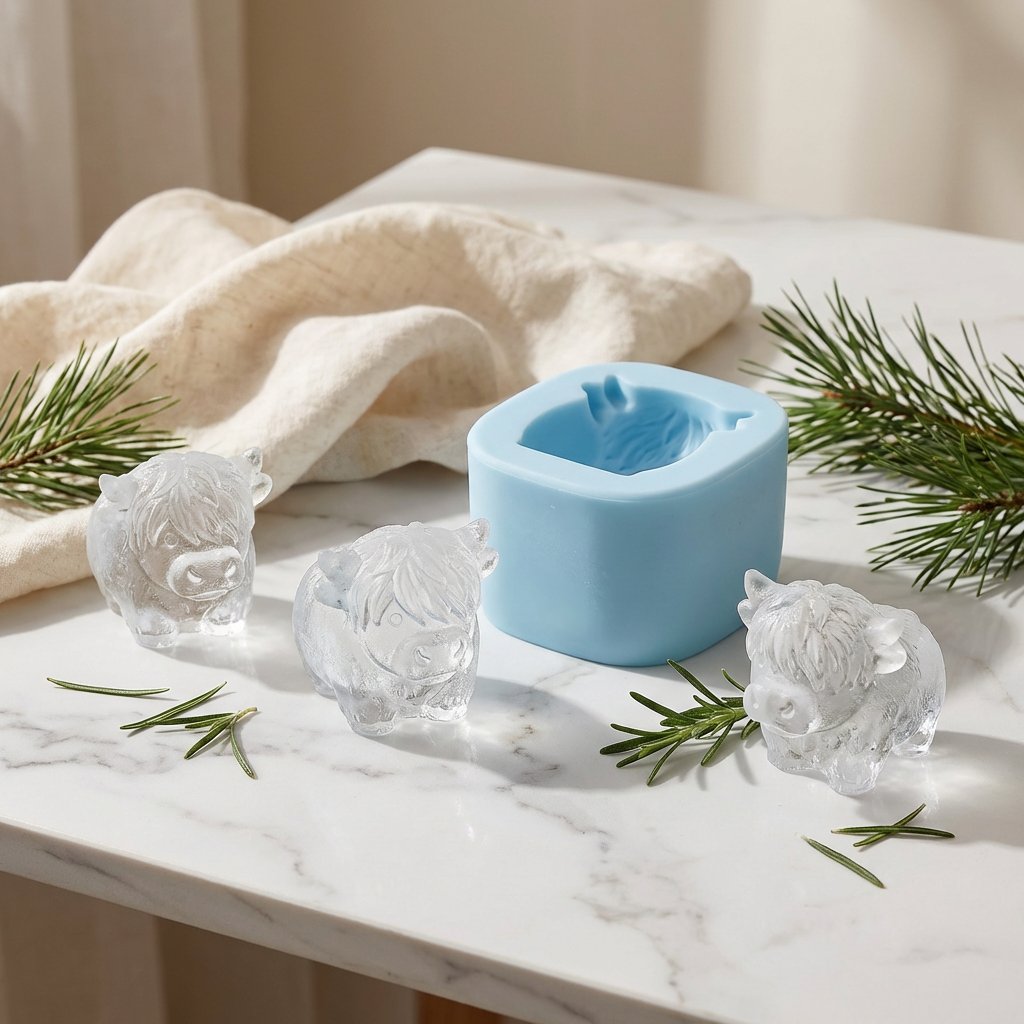 🐮🧊 Mini Highland Cow Ice Cube Mold – Cute 3D Ice for Drinks, Parties & Gifts