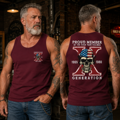 Custom Gen X Skull New Printing Custom Birth Year Sleeveless Vest