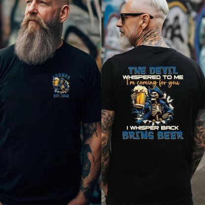 The Devil Whispered To Me I Whisper Back Bring Beer Gen X//Boomer Custom Birth Year T-shirt/Sweatshirt