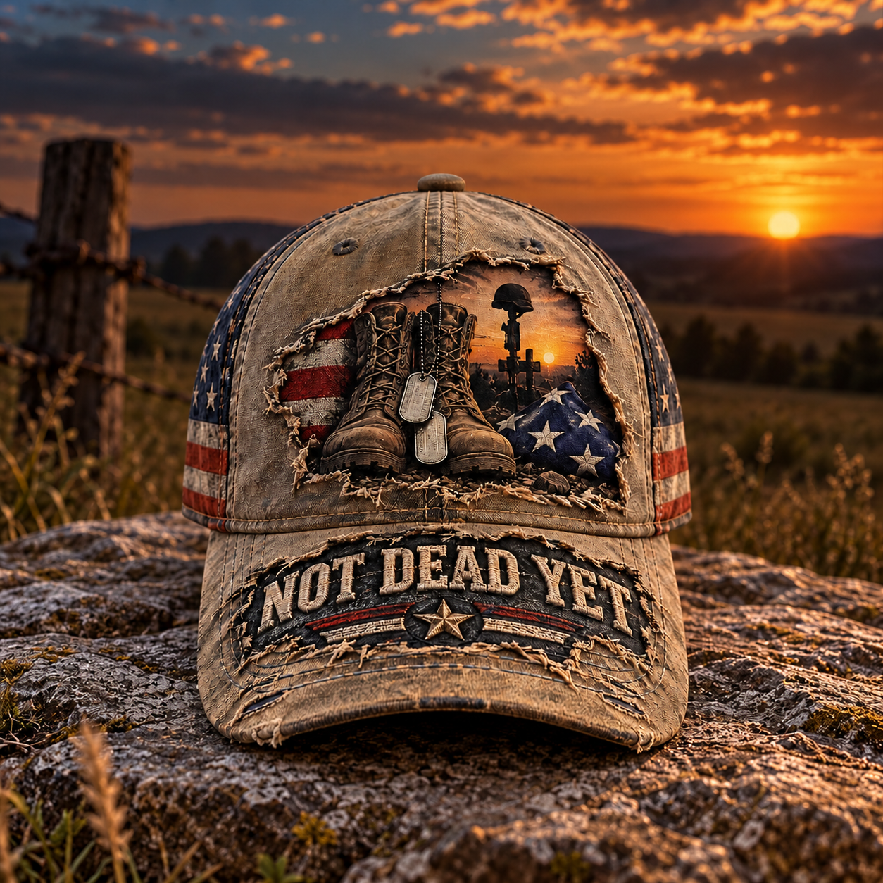 Vintage-Style Veteran Graphic Casual Baseball Cap