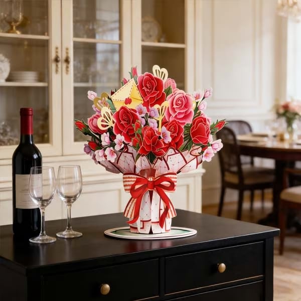 Everlasting 3D Flower Pop-Up Card – Valentine’s Day Keepsake Gift