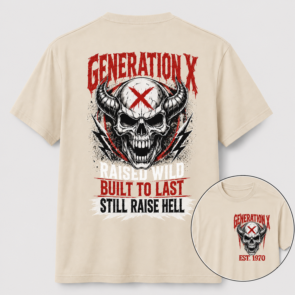 Gen X Raised Wild Skull Graphic Tee