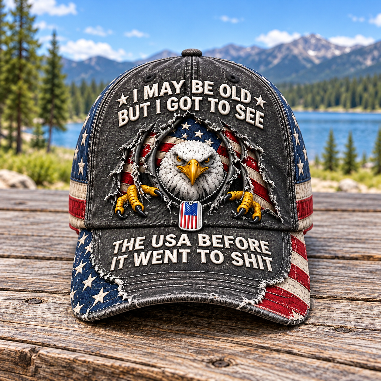 🦅 "I May Be Old But I Got To See The USA Before It Went To Shit" Vintage Eagle Washed Baseball Cap 🇺🇸