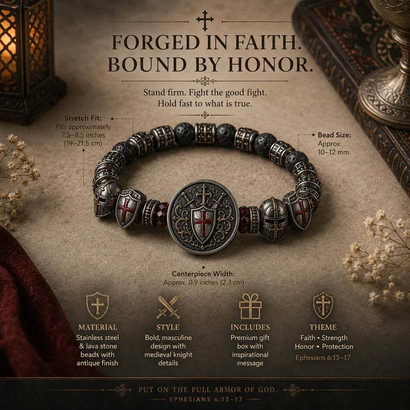 ⚔️ Brotherhood of Knights Faith Bracelet | Medieval Warrior Beaded Bracelet for Honor, Strength & Daily Wear 🛡️
