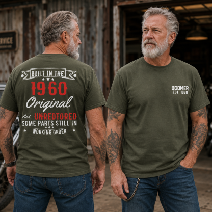 Custom Boomer/Gen X Built-In Year T-shirt – Original & Unrestored Edition T-shirt