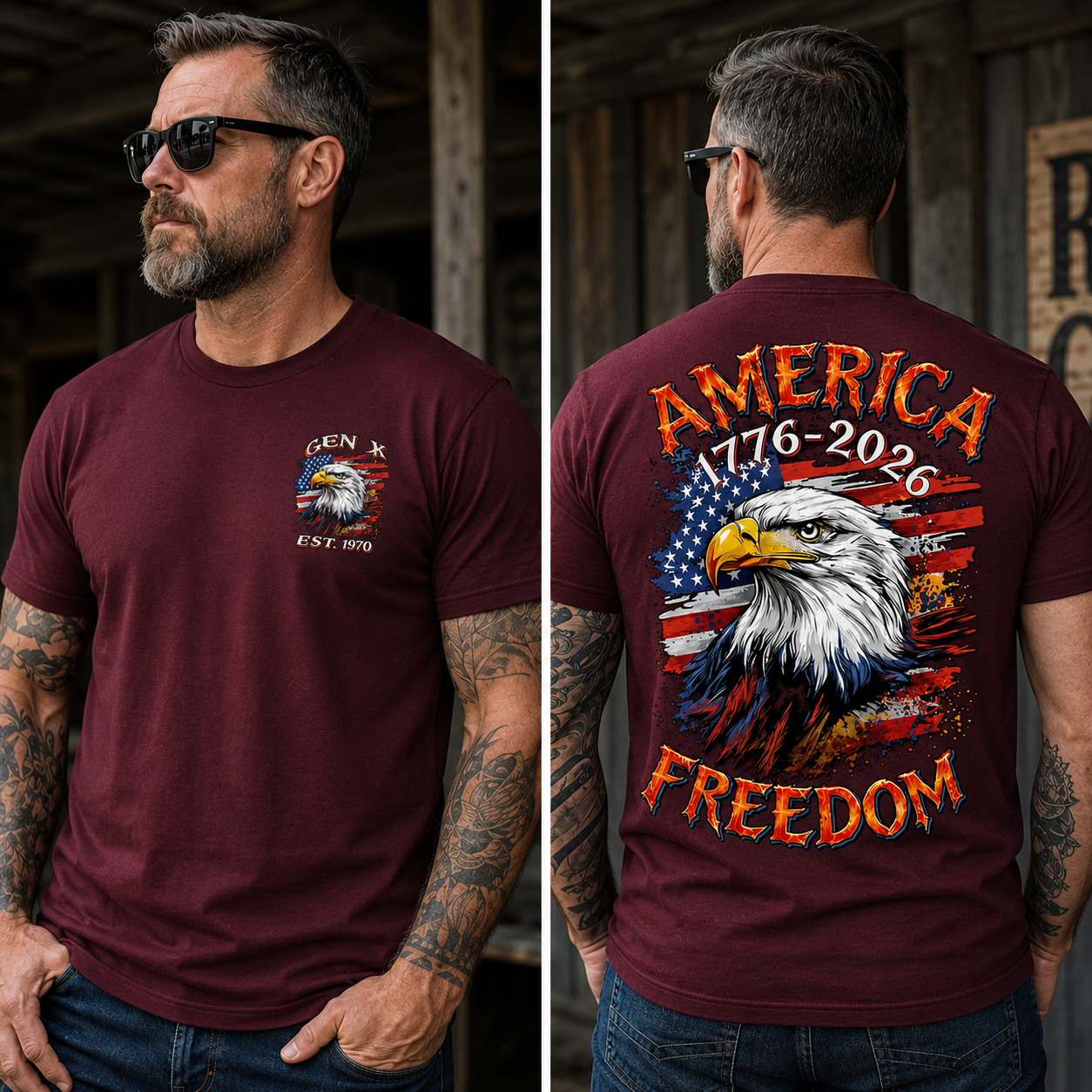 Custom Year Boomer/Gen X/Gen Y T-shirt, America 1776-2026 Freedom Shirt