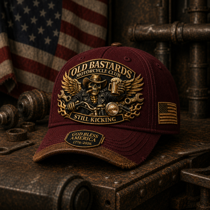 🏍️Old Bastards Motorcycle Club – God Bless America “Still Kicking” Cap