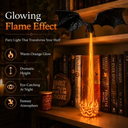Light-Up Dragon Fire Bookshelf Lamp
