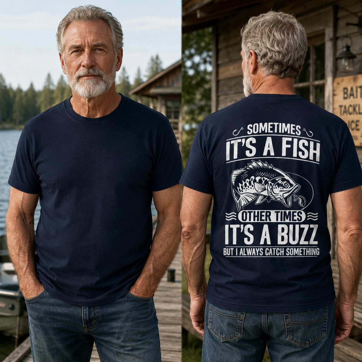 Sometimes Its A Fish Other Times Its A Buzz Funny Fishing Men Graphic T-Shirt
