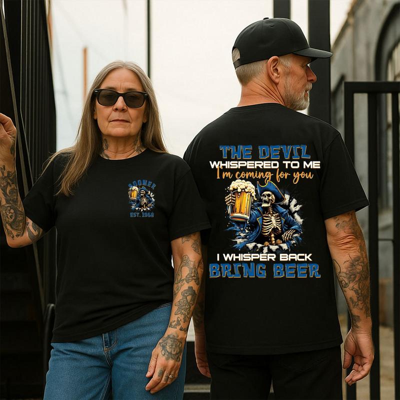 The Devil Whispered To Me I Whisper Back Bring Beer Gen X//Boomer Custom Birth Year T-shirt/Sweatshirt