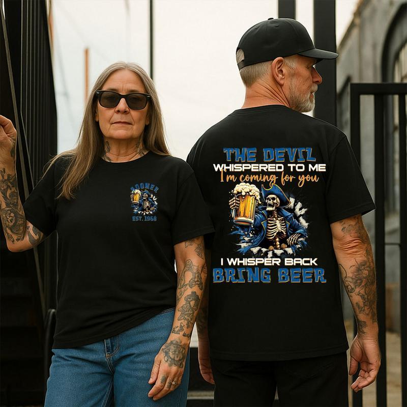 The Devil Whispered To Me I Whisper Back Bring Beer Gen X//Boomer Custom Birth Year T-shirt/Sweatshirt