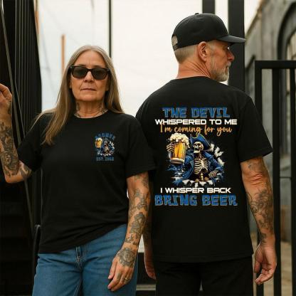 The Devil Whispered To Me I Whisper Back Bring Beer Gen X//Boomer Custom Birth Year T-shirt/Sweatshirt
