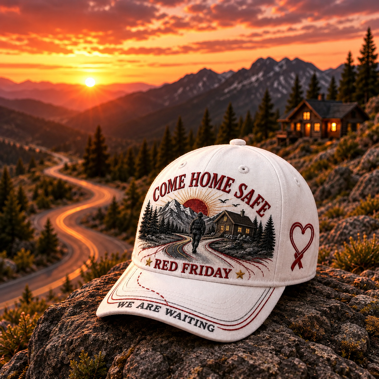 RED Friday Come Home Safe Baseball Cap