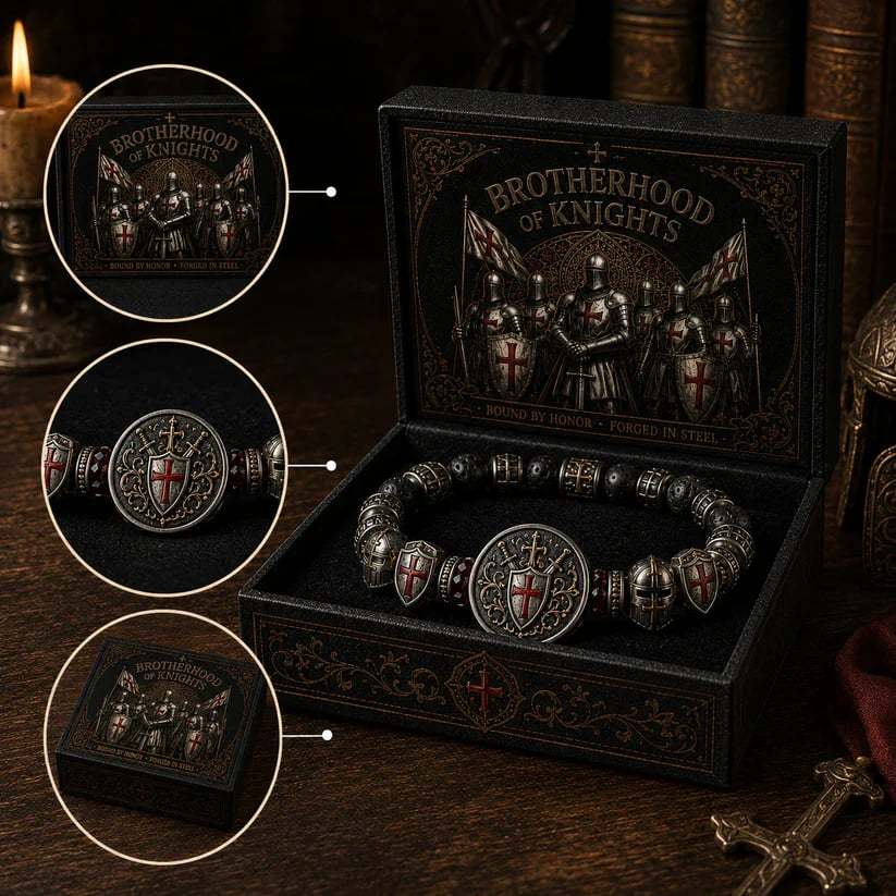 ⚔️ Brotherhood of Knights Faith Bracelet | Medieval Warrior Beaded Bracelet for Honor, Strength & Daily Wear 🛡️