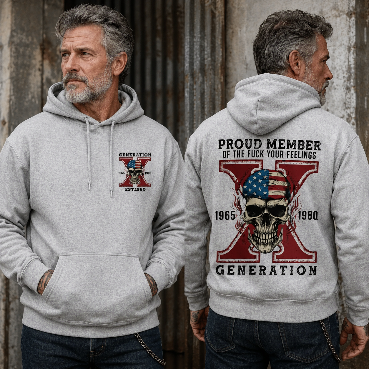 Custom Gen X Skull New Printing Custom Birth Year Hoodies