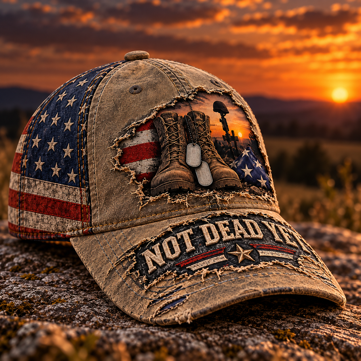 Vintage-Style Veteran Graphic Casual Baseball Cap