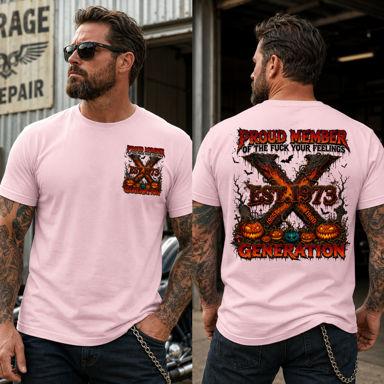 Custom EST.Year Proud Member Of The Fuck Your Feelings Generation X 1965-1980 Halloween Pumpkins Horror T-Shirt