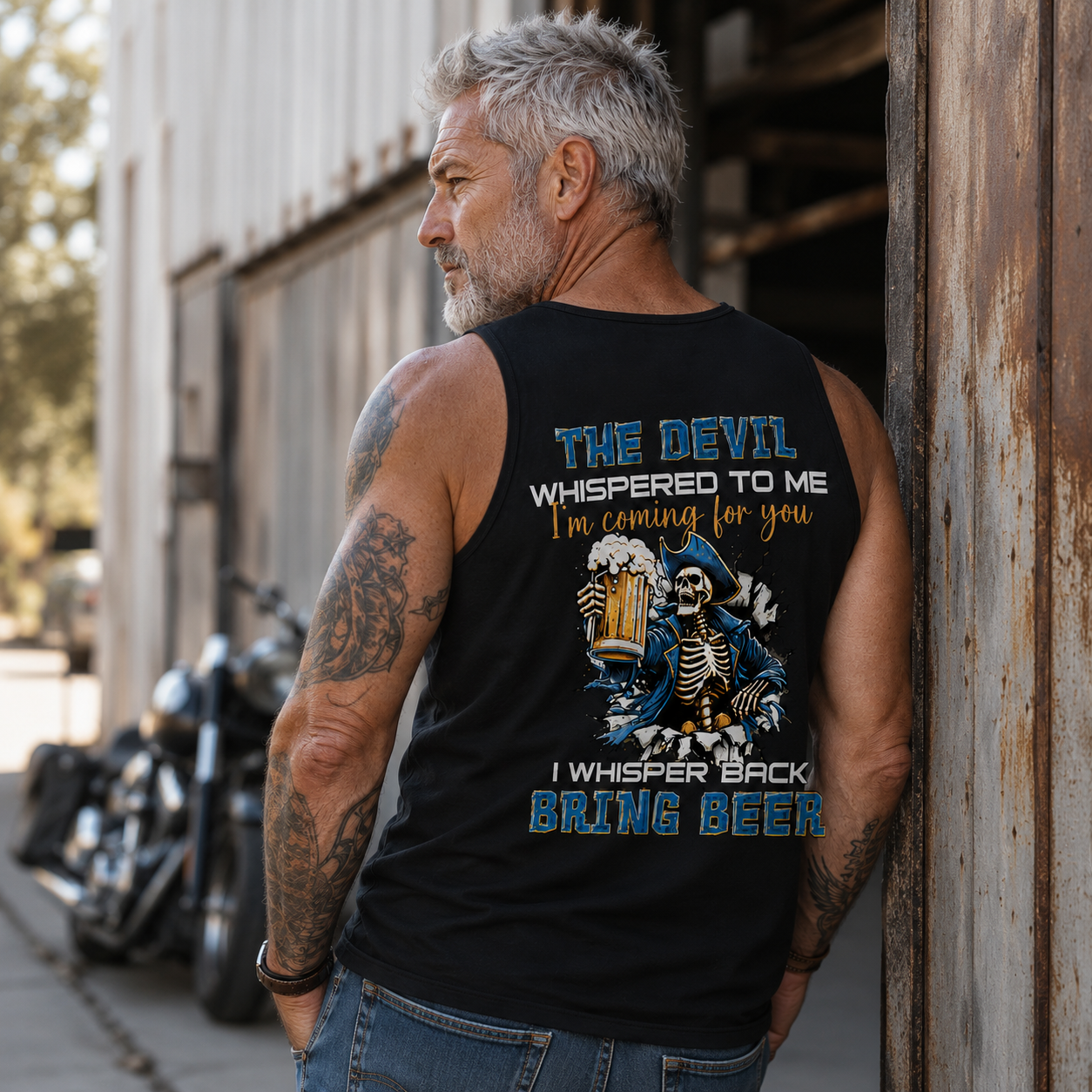 The Devil Whispered To Me I Whisper Back Bring Beer Gen X//Boomer Custom Birth Year sleeveless vest