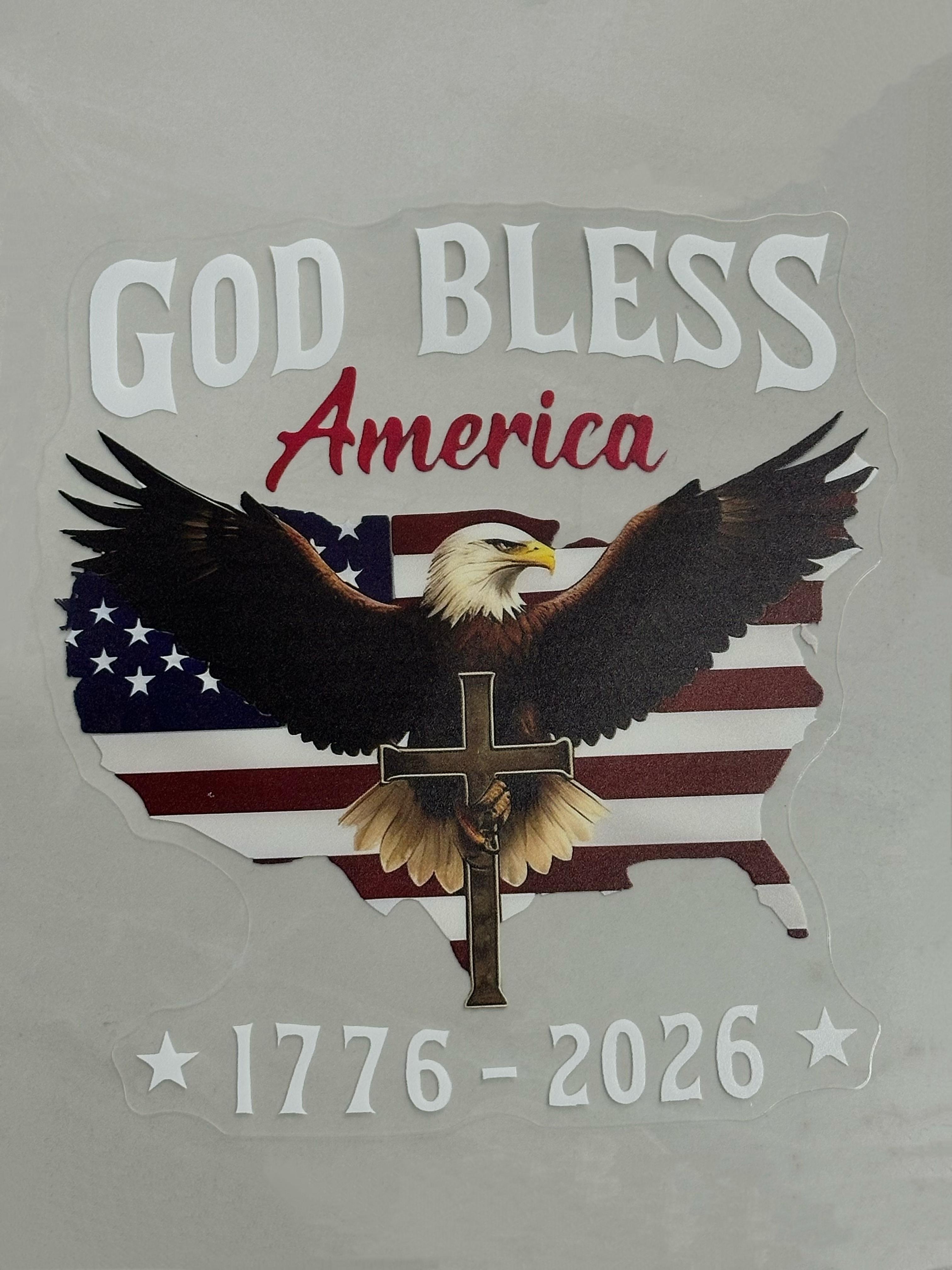 USA 250th Anniversary Car Decal 1776-2026, God Bless America Sticker with Bald Eagle, Cross & Flag, Waterproof Vinyl for Trucks, RVs, Laptops, 3 Sizes (6"/8"/12"), 2026 Sestercentennial Commemorative Veteran Gift, Patriotic Window Sticker summerwins