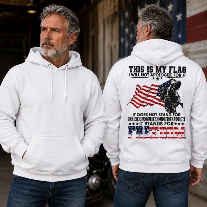 Soldier Silhouette USA Flag Patriotic Hoodie