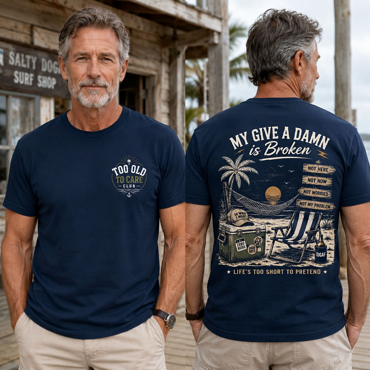 My Give A Damn Is Broken Beach Retro T-Shirt