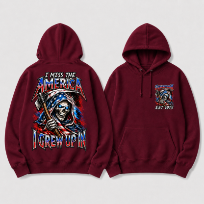 I Miss The America I Grew Up In Custom Year Patriotic Skull Double-Sided Hoodie