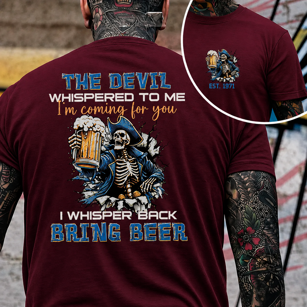 The Devil Whispered To Me I Whisper Back Bring Beer Gen X//Boomer Custom Birth Year T-shirt