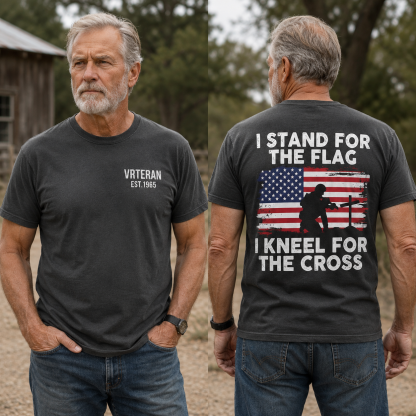 I Stand For The Flag I Kneel For The Cross American Flag Patriotic Graphic T Shirt