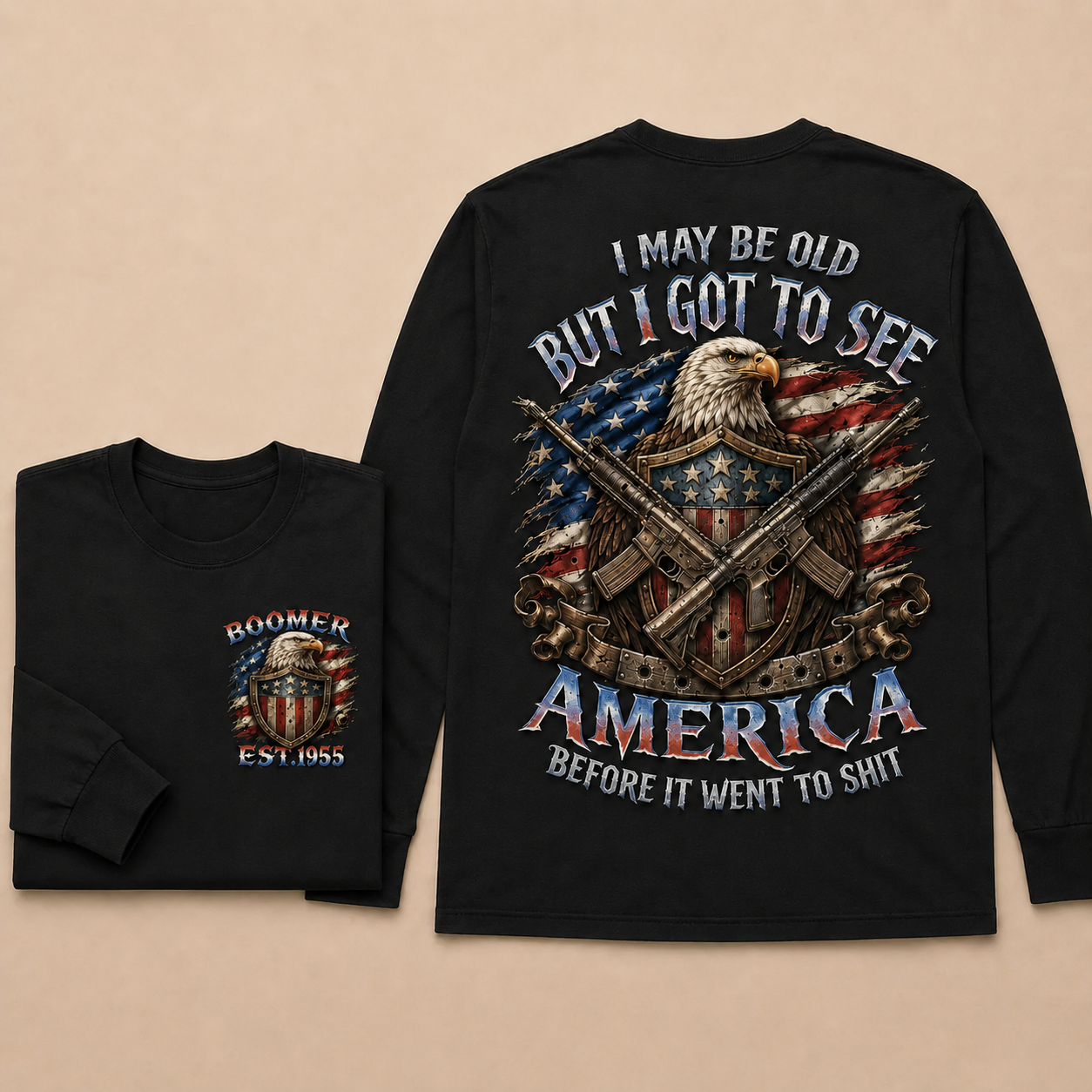 Custom Est.Year Gen X I May Be Old But I Got To See America Before It Went To Shit Crewneck Sweatshirt