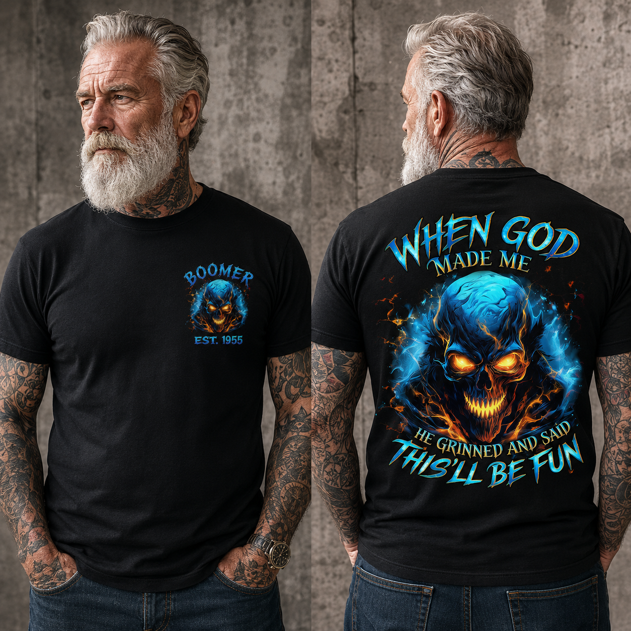 Generation X When God Made Me Custom Year Skull Cotton T-shirt | Breathable & Soft