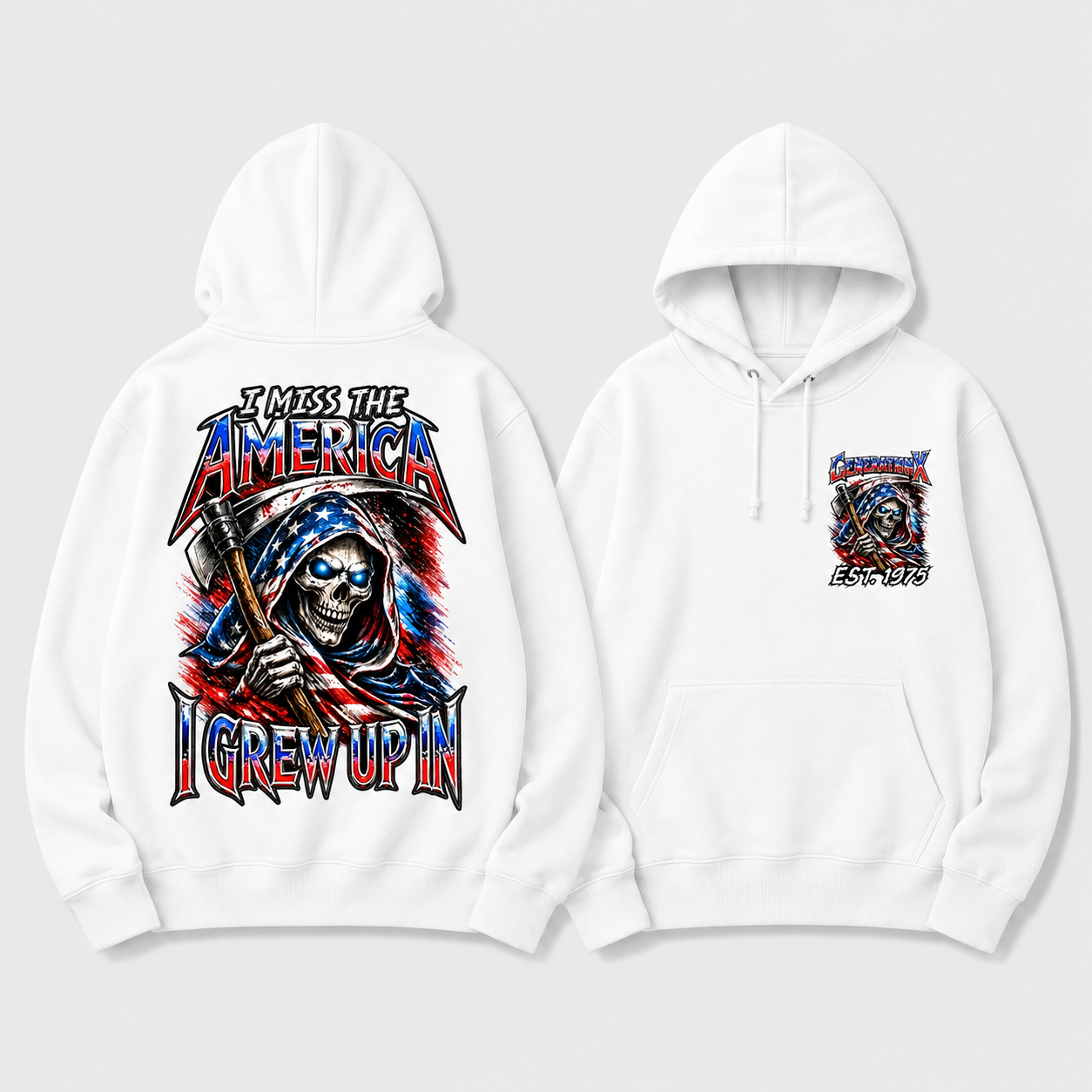 I Miss The America I Grew Up In Custom Year Patriotic Skull Double-Sided Hoodie