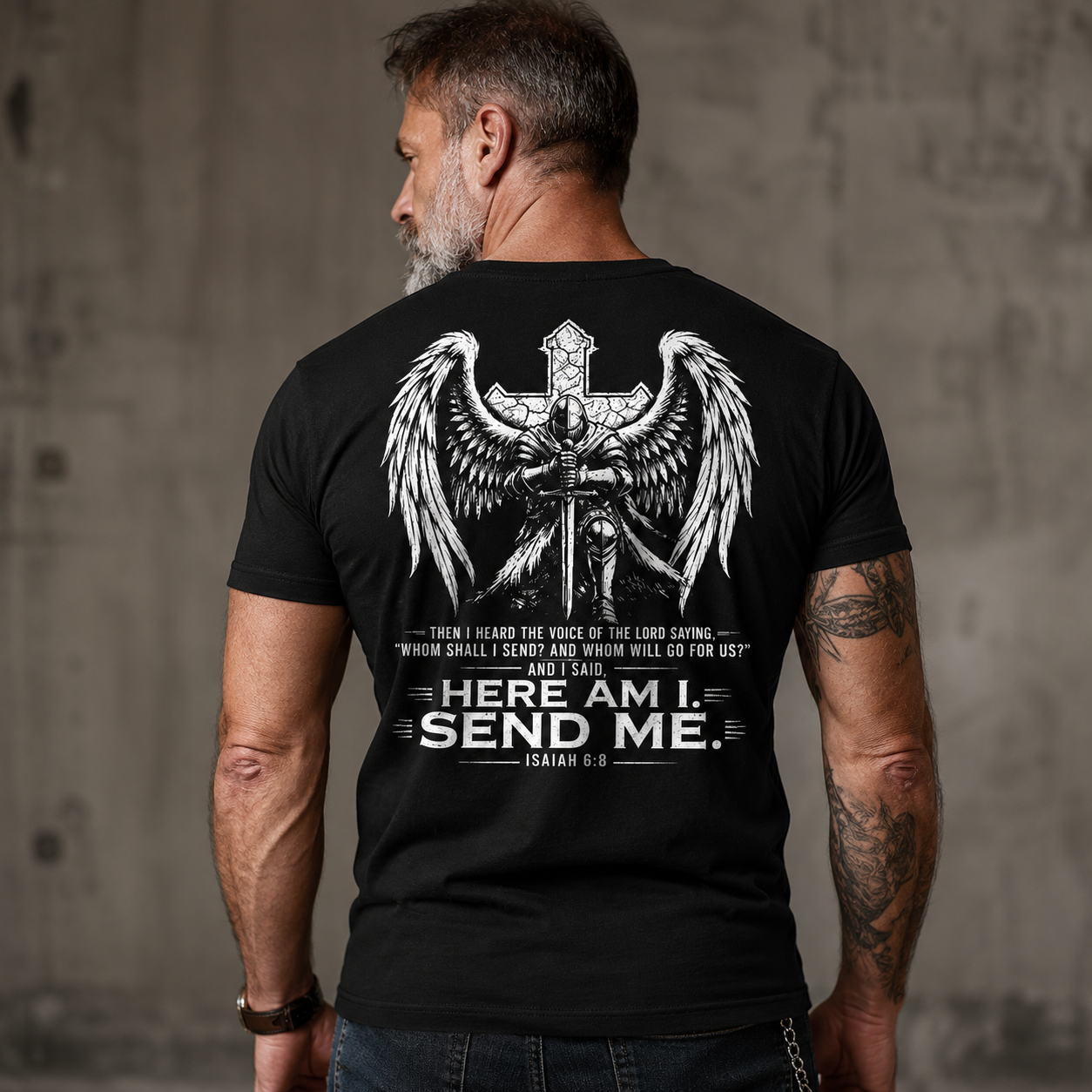 Luxe Mercerized Cotton Tee - Here I Am Send Me Isaiah 6:8 Knight Templar Crusader