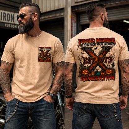 Custom EST.Year Proud Member Of The Fuck Your Feelings Generation X 1965-1980 Halloween Pumpkins Horror T-Shirt