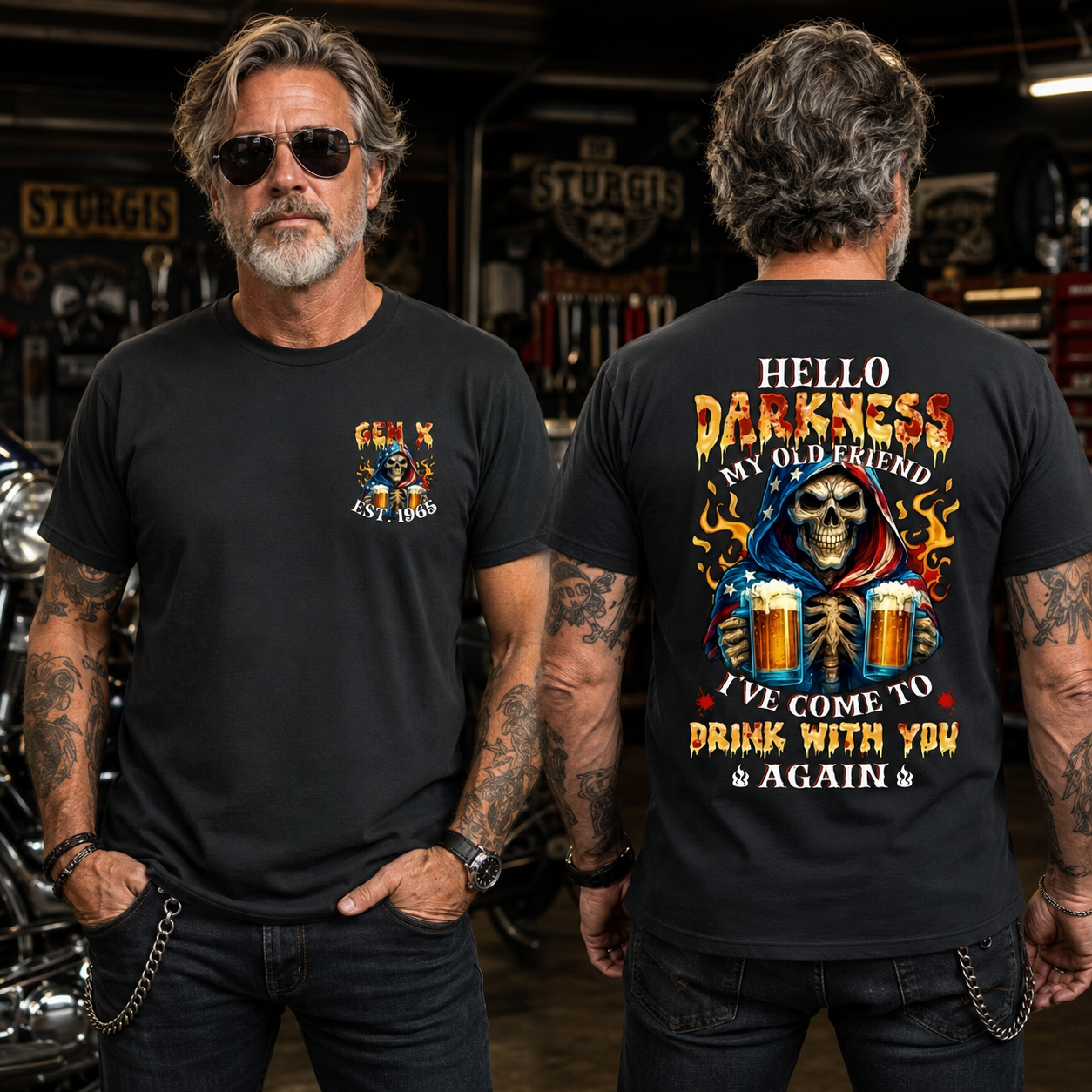 Personalized Generation X Skull Beer T-Shirt Custom Birth Year Vintage Graphic Tee Gen X Drinking Shirt