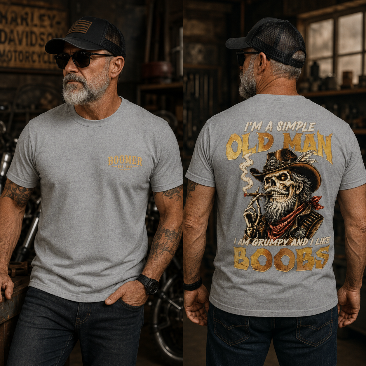 I'm A Simple Old Man I Am Grumpy And I Like Boobs T-Shirt | Boomer/Gen X Graphic Tee
