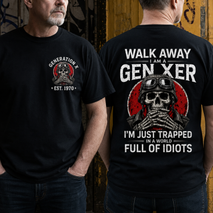 Custom EST.Year Walk Away I Am A Grumpy Old Boomer I'm Just Trapped In A World Full Of Idiots Graphic T-Shirt