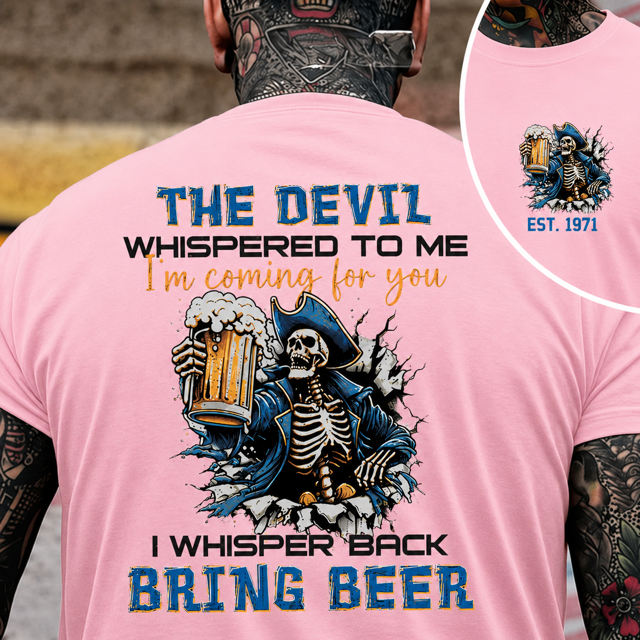 The Devil Whispered To Me I Whisper Back Bring Beer Gen X//Boomer Custom Birth Year T-shirt