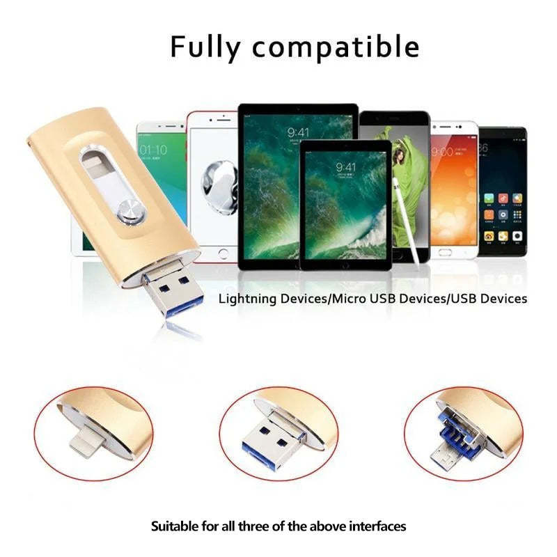 ⚡3 in 1 Flash Drive⚡ Portable High Speed USB 3.0 Memory Storage