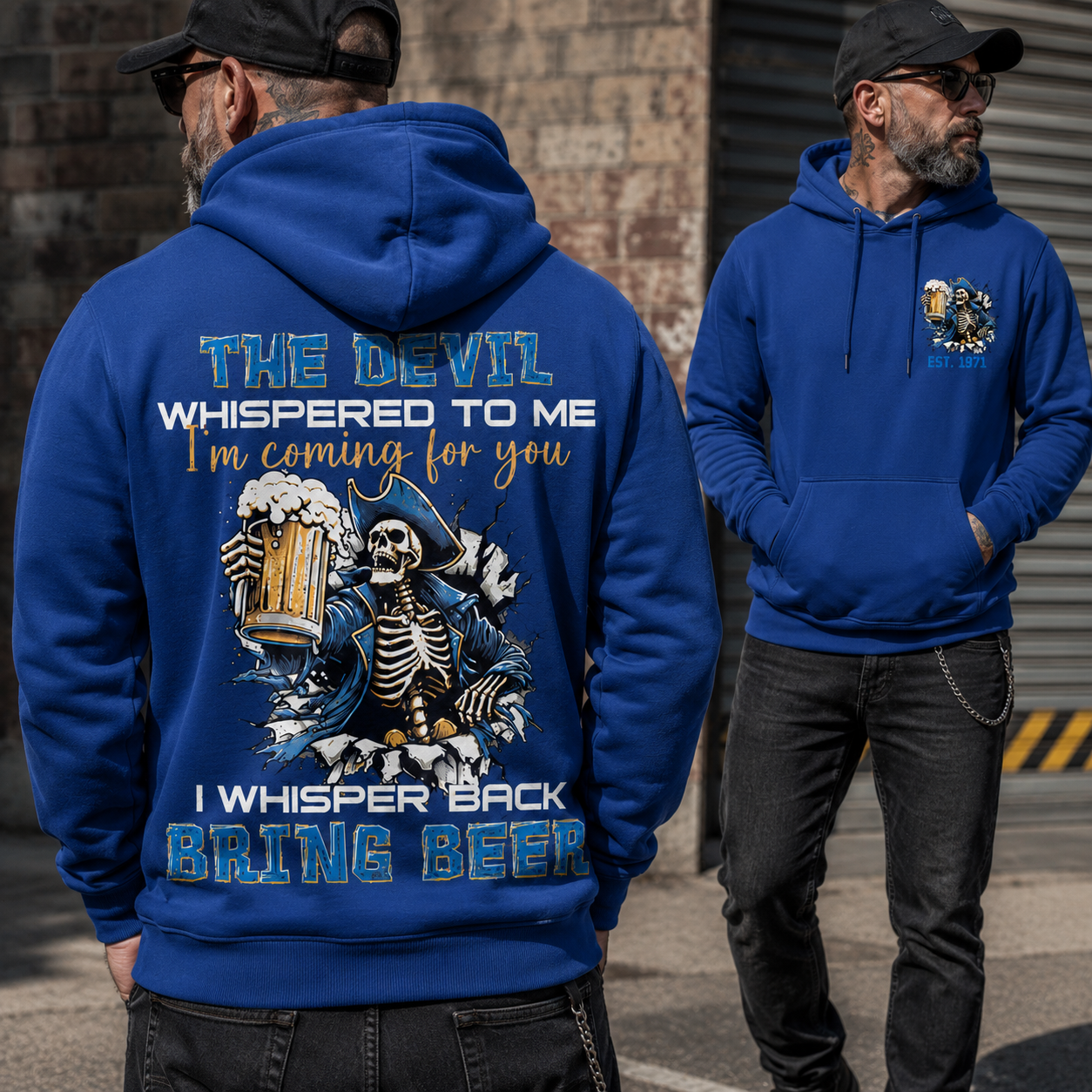 The Devil Whispered To Me I Whisper Back Bring Beer Gen X//Boomer Custom Birth Year Hoodie