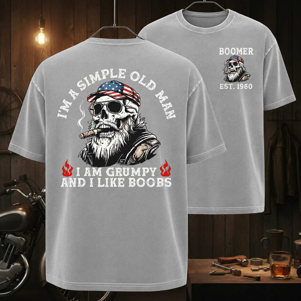 Custom "Simple Old Man" Shirt - Grumpy & Unapologetic | Personalized Gen X / Boomer EST. Year - Tee
