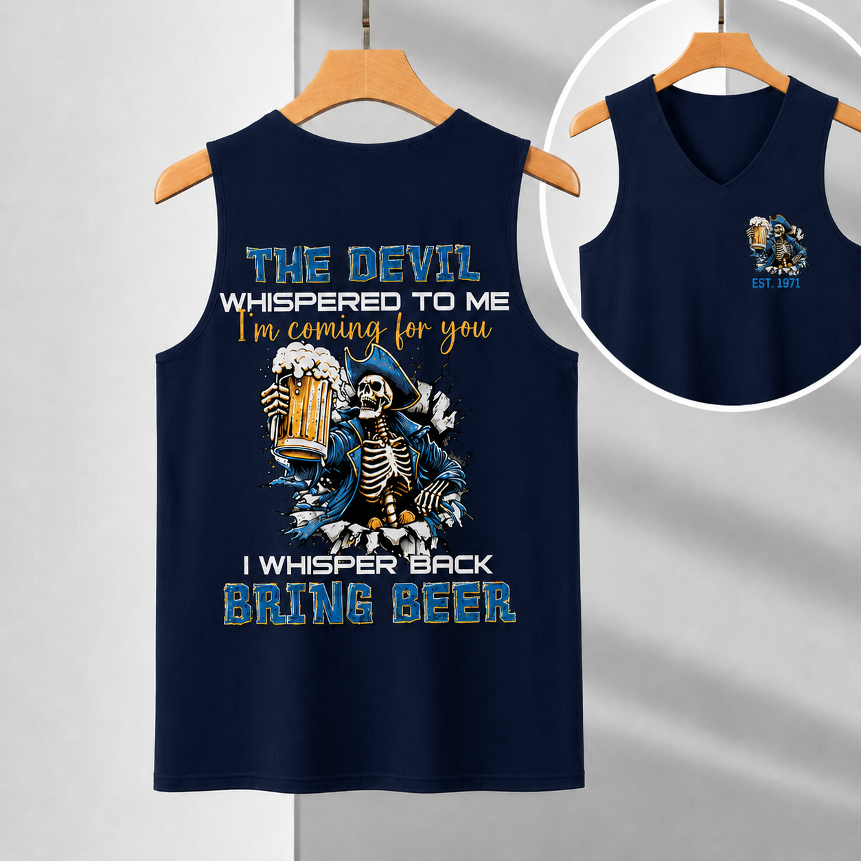 The Devil Whispered To Me I Whisper Back Bring Beer Gen X//Boomer Custom Birth Year sleeveless vest