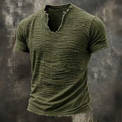 Men's T Shirt 100% Cotton T-Shirt Short Sleeve V Neck