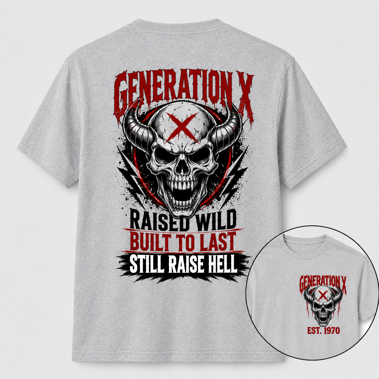 Gen X Raised Wild Skull Graphic Tee