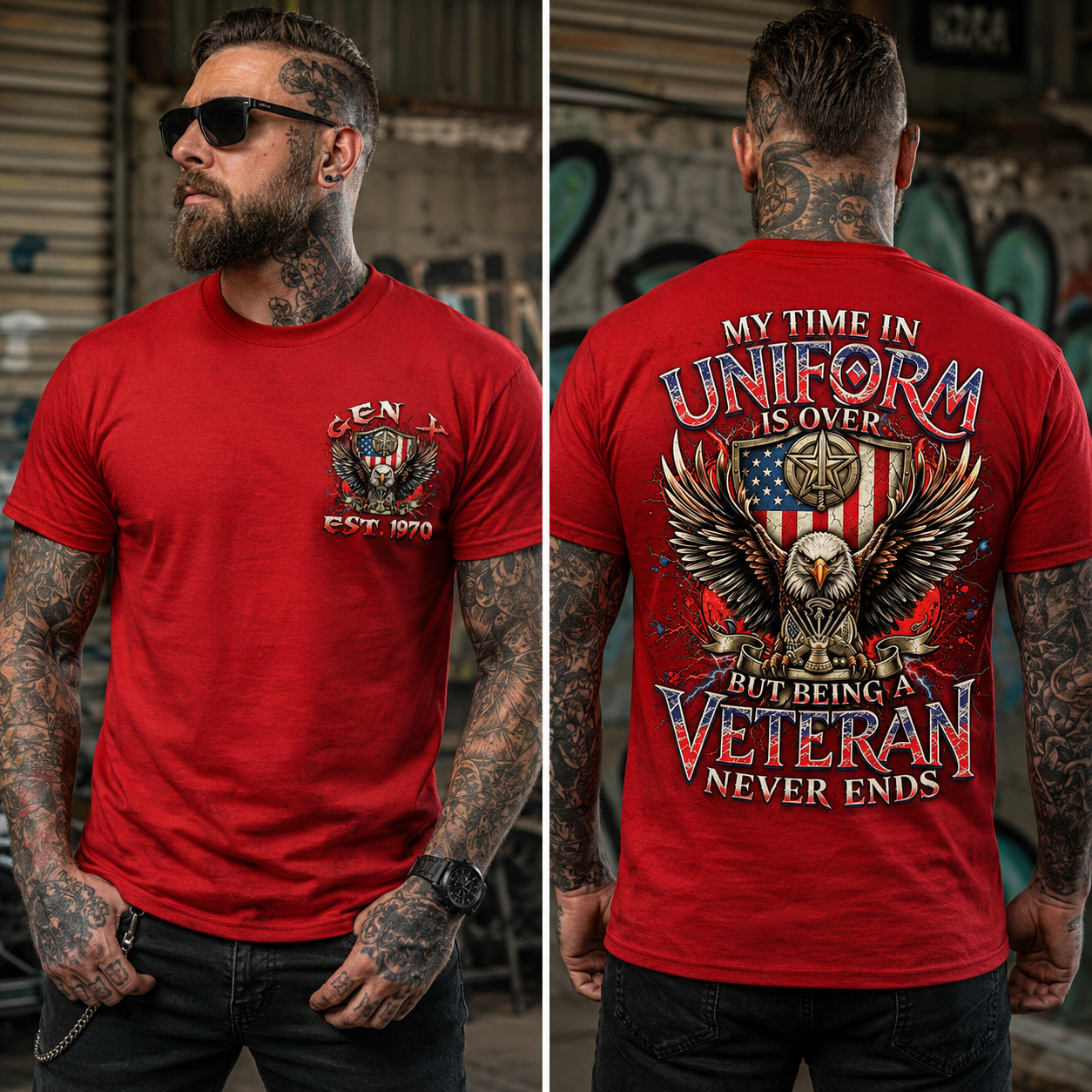 My Time In Uniform Is Over But Being A Veteran Never Ends Custom Year T-shirt